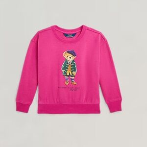 💓RL💓 PRISTINE 2T Magenta Polo Bear Fleece Sweatshirt. Adorable and like new!